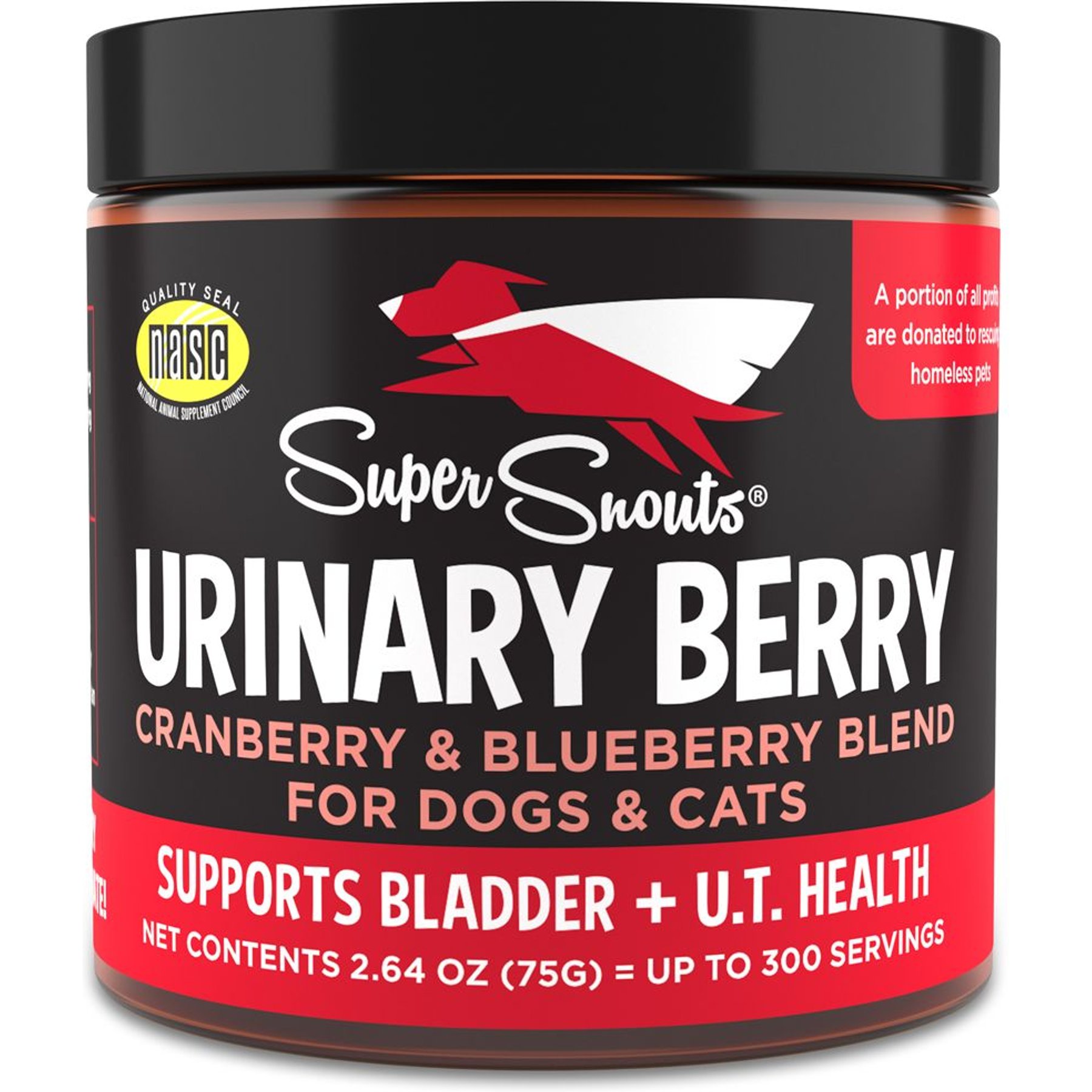 Super Snouts Berry Cranberry & Wild Blueberry Urinary Tract Dog Supplement, 2.64-oz jar