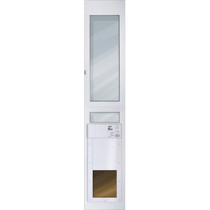 High Tech Pet Products Power Pet Door, WI-FI Smartphone Controlled Full Patio Panel for Sliding Glass Door Installations, White, Medium