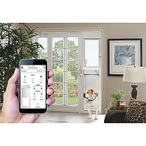 High Tech Pet Products Power Pet Door, WI-FI Smartphone Controlled Full Patio Panel for Sliding Glass Door Installations, White, Large