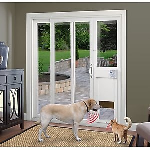 High Tech Pet Products Power Pet Door, WI-FI Smartphone Controlled Full Patio Panel for Sliding Glass Door Installations, White, Large