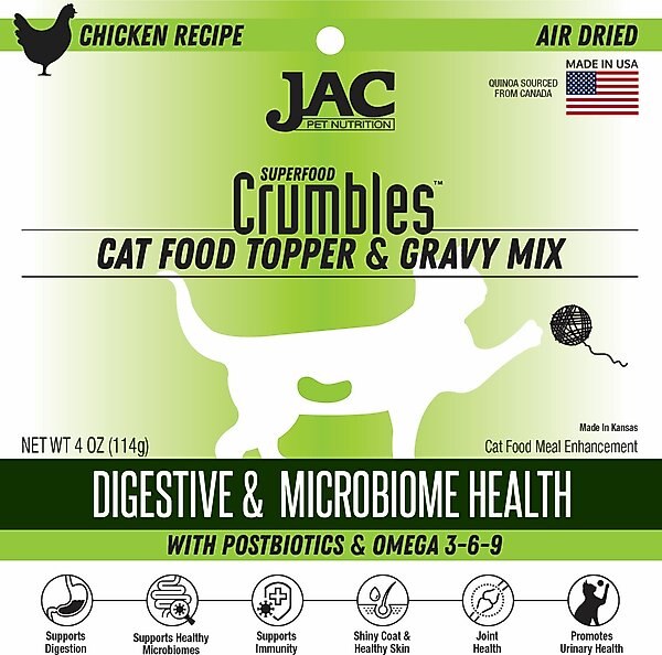 JAC Pet Nutrition Air-Dried Chicken Superfood Crumbles Grain-Free Cat Food Topper, 4-oz bag slide 1 of 2