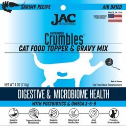JAC Pet Nutrition Air-Dried Shrimp Superfood Crumbles Grain-Free Cat Food Topper, 4-oz bag