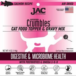 JAC Pet Nutrition Air-Dried Salmon Superfood Crumbles Grain-Free Cat Food Topper, 4-oz bag