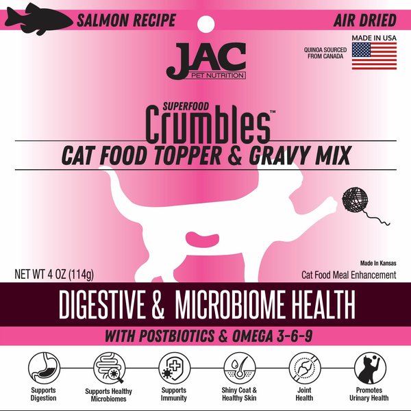 JAC Pet Nutrition Air-Dried Salmon Superfood Crumbles Grain-Free Cat Food Topper, 4-oz bag slide 1 of 2