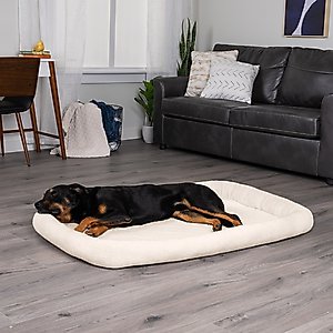 FurHaven Faux Wool Crate Bolster Cat & Dog Bed, Cream, Jumbo
