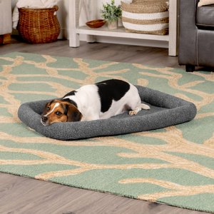 FurHaven Faux Wool Crate Bolster Cat & Dog Bed, Gray, Medium