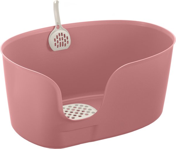 Richell PAW TRAX High Wall Cat Litter Box, X-Large, Salmon Pink slide 1 of 6
