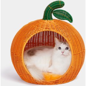 VETRESKA Rattan Cat & Dog Bed, Tangerine