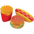 Li'l Pals Hamburger, Fries, & Hot Dog Squeaky Dog Toy Set, 3 count
