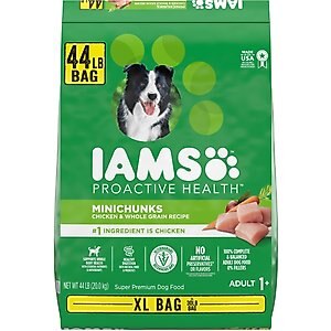 Iams Proactive Health MiniChunks Small Kibble Adult Chicken & Whole Grain Dry Dog Food, 44-lb bag