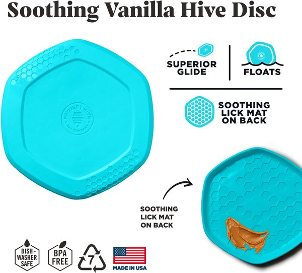 Project Hive Pet Company Hive Soothing Vanilla Scented Disc & Lick Mat Dog Toy, Blue