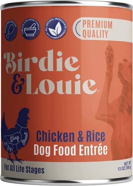 BIRDIE LOUIE Chicken Rice Flavored Pate Canned Dog Food 13 oz