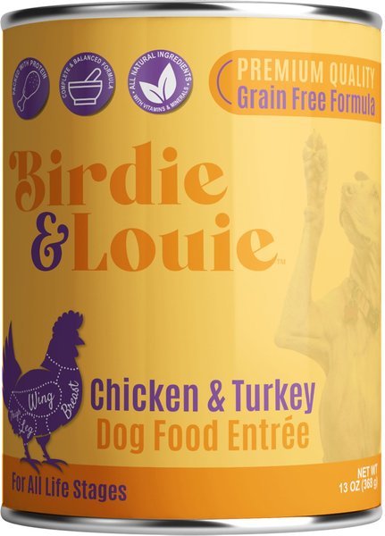 Birdie & Louie Chicken & Turkey Flavored Canned Pate Dog Food, 13-oz, case of 12