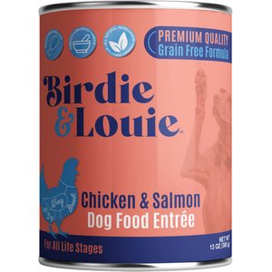 Birdie & Louie Chicken & Salmon Flavored Canned Pate Dog Food, 13-oz, case of 12