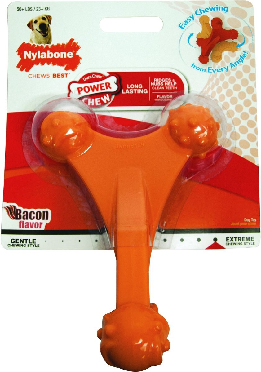 NYLABONE Dog Toy Power Chew Dog Toy for Aggressive Chewers Axis Bone