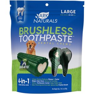 Ark Naturals Brushless Toothpaste Large Gluten-Free Dental Dog Treats, 18-oz bag, Count Varies