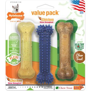 Nylabone Healthy Edibles & Flexi Chew Value Pack, Triple Pack Edible & Flexi Variety, Small