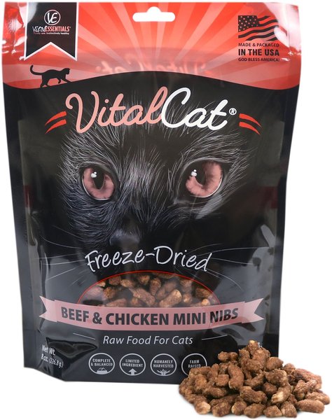 Discontinued Vital Essentials Vital Cat Freeze Dried Beef And Chicken Mini Nibs Cat Food 8 Oz 7591