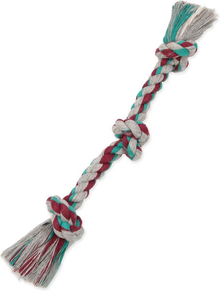 MAMMOTH Cottonblend 3 Knot Dog Rope Toy, Color Varies, Small 