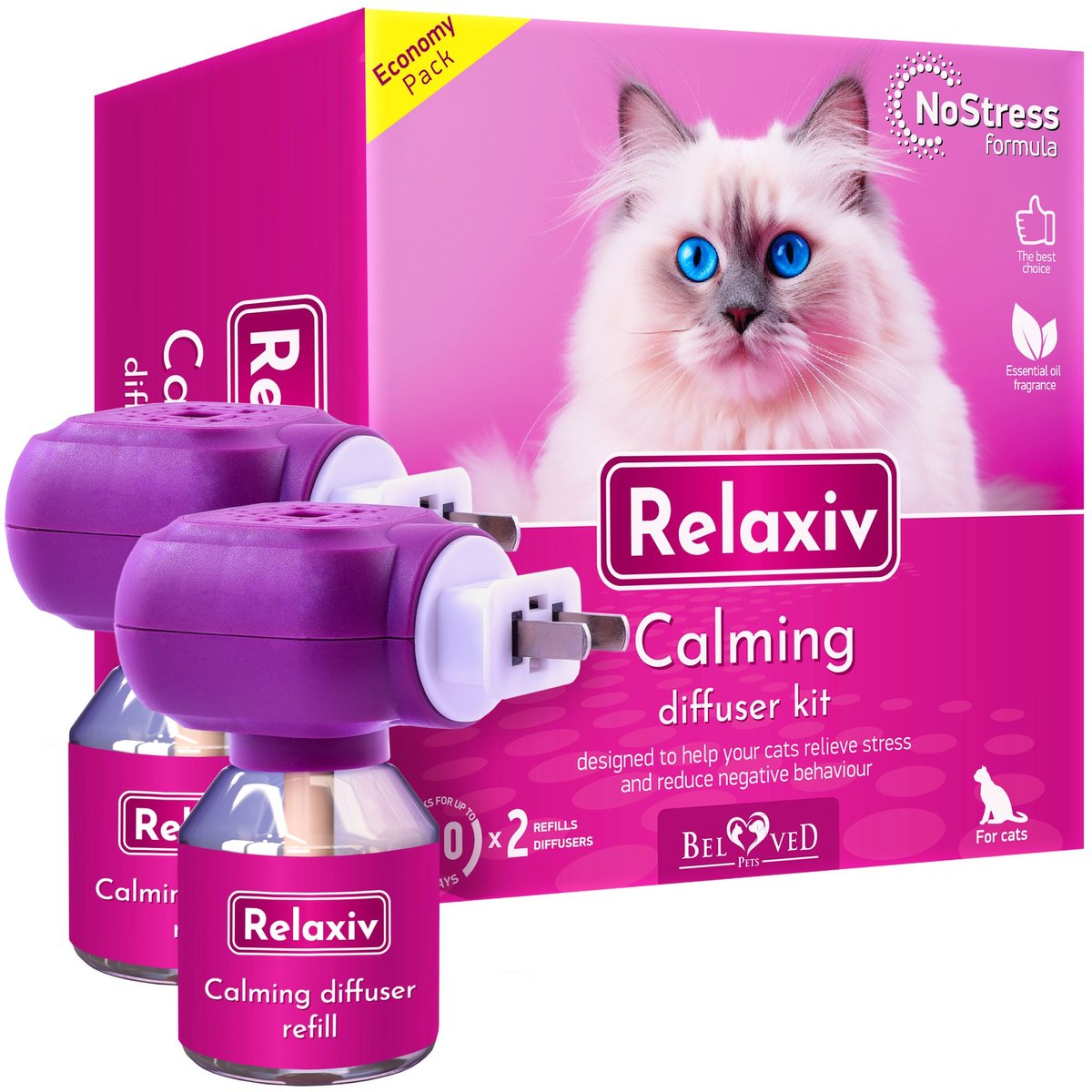 RELAXIVET Calming Diffuser & Anti Anxiety Cat Diffuser, 3-oz bottle ...
