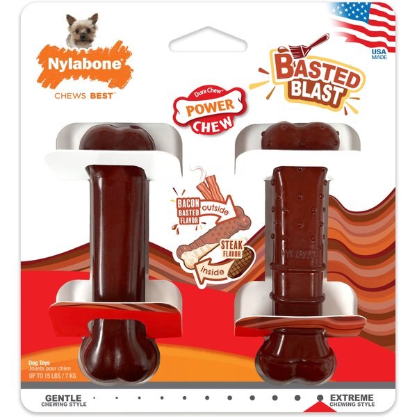 Nylabone Power Chewy Prime Rib Holiday Double Bone Dog Chew Toy