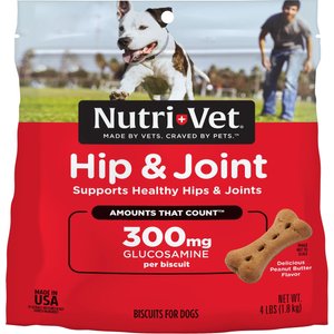 Nutri-Vet Hip & Joint Extra Strength Wafers for Large Dogs Peanut Butter Flavor Treats, 4-lb bag