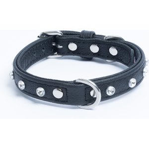 Angel Athens Rhinestone Standard Dog Collar, Black, 12 x 5/8-in