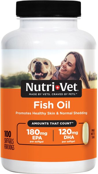 Nutri-Vet Fish Oil Softgels Skin & Coat Supplement for Dogs, 100 count slide 1 of 9
