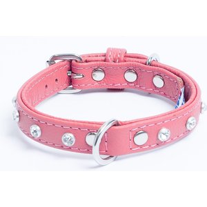 Angel Athens Rhinestone Standard Dog Collar, Pink, 14 x 3/4-in