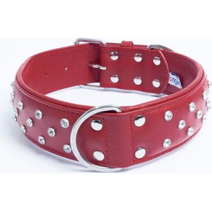 Angel Athens Rhinestone Standard Dog Collar, Red, 30 x 2-in