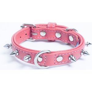 Angel Rotterdam Single-line Spiked Standard Dog Collar, Pink, 12 x 5/8-in