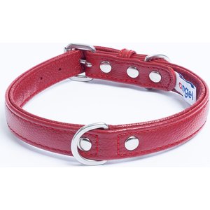 Angel Alpine Padded Leather Standard Dog Collar, Red, 14 x 3/4-in