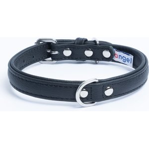 Angel Alpine Padded Leather Standard Dog Collar, Black, 16 x 3/4-in