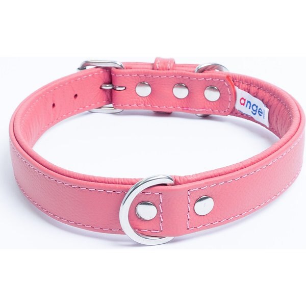 SOFT TOUCH COLLARS Leather TwoTone Padded Dog Collar, Brown Pink