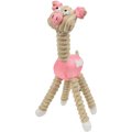 Pet Life Jute & Rope Giraffe Pig Dog Toy, Pink