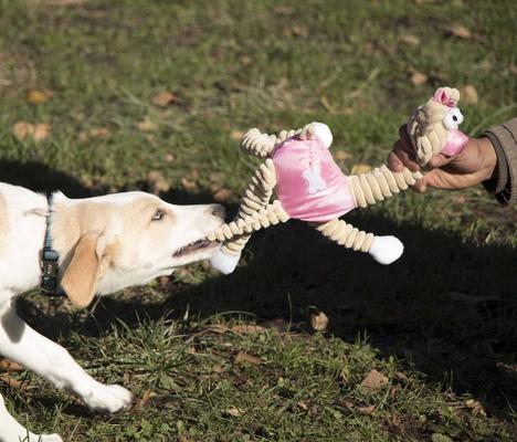 Show full view: Pet Life Jute & Rope Giraffe Pig Dog Toy, Pink slide 3 of 4