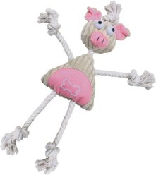 Pet Life Jute & Rope Plush Pig Mannequin Dog Toy, Pink