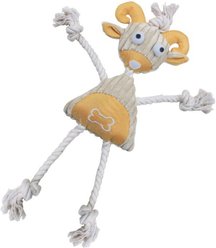 Pet Life Jute & Rope Plush Doll Mannequin Dog Toy, Yellow