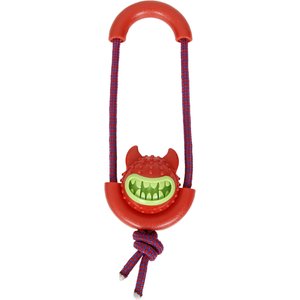 Pet Life Sling-Away Treat Dispensing Launcher Squeaky Dog Toy, Red
