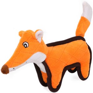 Pet Life Foxy-Tail Quilted Plush Animal Squeaky Tug Dog Toy, Orange