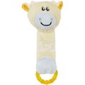 Pet Life Moo-Born Plush Squeaky & Crinkle Teething Cat & Dog Toy, Yellow