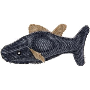 Pet Life Durable Fish Plush Cat Toy with Catnip, Black, Large