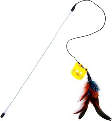 Touchcat Fox-Tail Designer Wand Teaser Cat Toy, Orange/Black