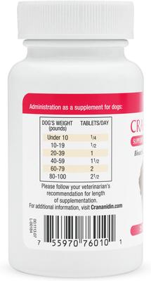 Show full view: Nutramax Crananidin Chewable Tablets Urinary Supplement for Dogs, 21 count slide 3 of 11