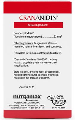 Show full view: Nutramax Crananidin Chewable Tablets Urinary Supplement for Dogs, 21 count slide 7 of 11