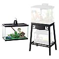 Aqueon Forge Metal Aquarium Stand, 20-in + Zilla Tropical Reptile Terrarium Starter Kit with Light & Heat, 10-gal