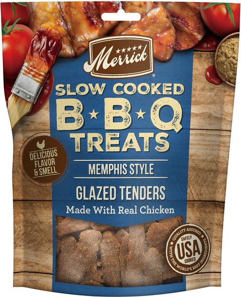 Merrick Slow Cooked BBQ Chicken Memphis Style Glazed Tenders Jerky Dog Treats, 10-oz pouch slide 1 of 9