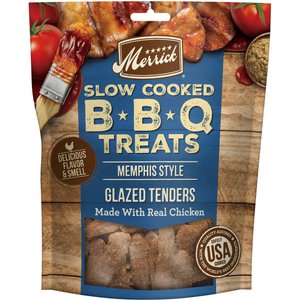 Merrick Slow Cooked BBQ Chicken Memphis Style Glazed Tenders Jerky Dog Treats, 10-oz pouch