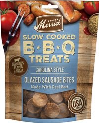 Merrick Slow Cooked BBQ Beef Carolina Style Glazed Sausage Bites Jerky Dog Treats, 10-oz pouch