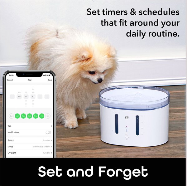 Geeni PetConnect UV Sterilized Circulating Water Smart Dog & Cat Fountain, 2-L